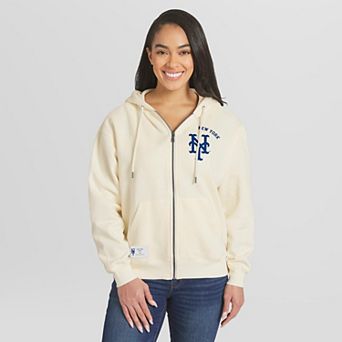 Women's WEAR by Erin Andrews Cream New York Mets Full-Zip Hoodie