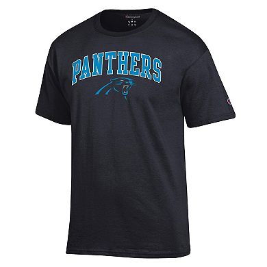Men's Champion Black Carolina Panthers Arch Over Logo T-Shirt