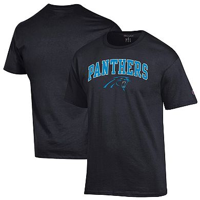 Men's Champion Black Carolina Panthers Arch Over Logo T-Shirt