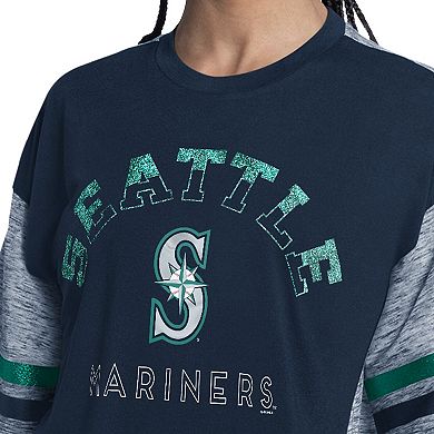 Women's G-III 4Her by Carl Banks Navy Seattle Mariners Off Season Oversized Top