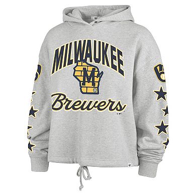 Women's '47 Heather Gray Milwaukee Brewers Plus Size Starry Eye Hoodie