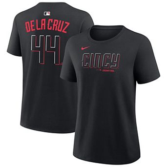 Women's Nike Elly De La Cruz Black Cincinnati Reds Name & Number T-Shirt