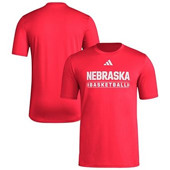 Men's adidas Scarlet Nebraska Huskers Locker On-Court Basketball Pre-Game T-Shirt