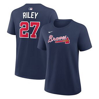 Women's Nike Austin Riley Navy Atlanta Braves Name & Number T-Shirt