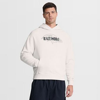 Men's Fanatics Cream Baltimore Ravens Oversized Type Play Location Hoodie