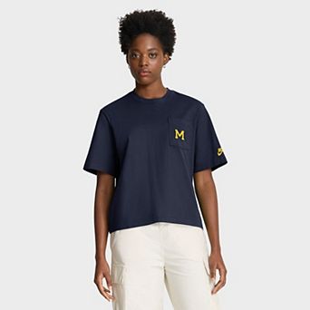 Women's Nike Navy Michigan Wolverines Legacy Pocket Boxy T-Shirt