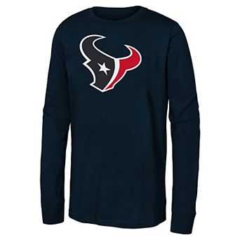 Youth Navy Houston Texans Primary Logo Long Sleeve T-Shirt