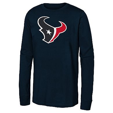 Youth Navy Houston Texans Primary Logo Long Sleeve T-Shirt