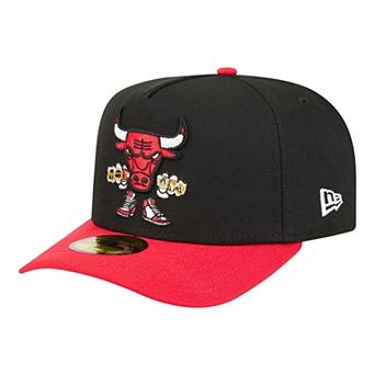 Men's New Era Black Chicago Bulls Injection Cartoon Logo A-Frame 59FIFTY Fitted Hat