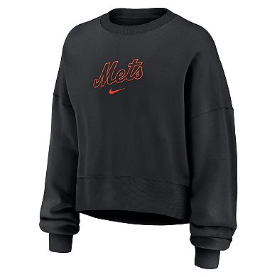 Women's Nike Black New York Mets Oversized Primetime Sweatshirt