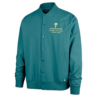 Men's '47 Hunter Green Philadelphia Phillies Anderson Twill Full-Snap Bomber Jacket