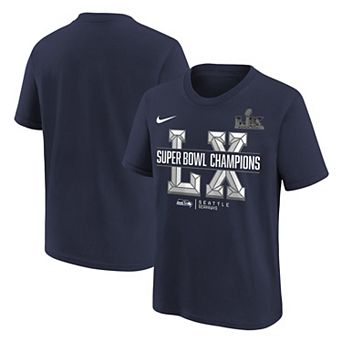 Youth Nike College Navy Seattle Seahawks Super Bowl LX Champions T-Shirt