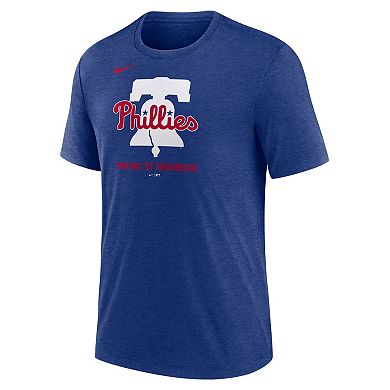Men's Nike Royal Philadelphia Phillies Tri-Blend Logo T-Shirt