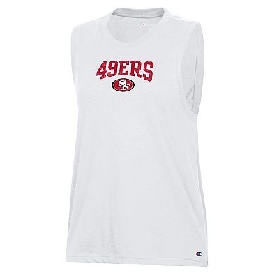 Women's Champion White San Francisco 49ers Muscle Tank Top