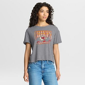 Women's Fanatics Heather Gray Kansas City Chiefs Overplayed Tribute Tri-Blend Boxy T-Shirt