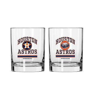 Logo Brands Houston Astros 12oz. Current & Throwback Logos Two-Pack Glass Set