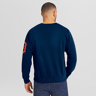 Men's Darius Rucker Collection by Fanatics Navy Detroit Tigers Washed Crew Neck Pullover Sweatshirt