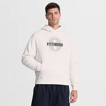 Men's Fanatics Cream Pittsburgh Steelers Oversized Type Play Location Hoodie