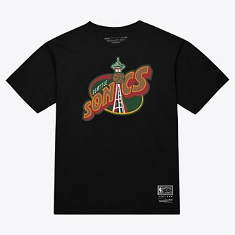 Unisex Mitchell & Ness Black Seattle SuperSonics Hardwood Classics Arch T-Shirt