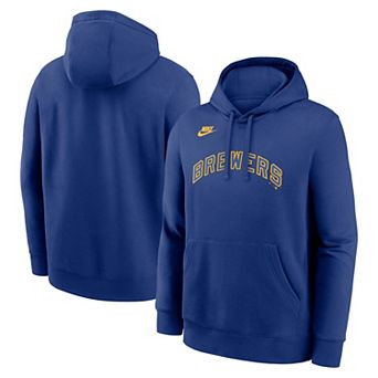 Men's Nike Royal Milwaukee Brewers Cooperstown Collection Wordmark Club Hoodie