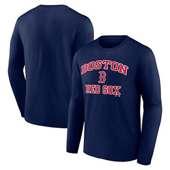 Men's Logo Athletic Navy Boston Red Sox Heart & Soul Long Sleeve T-Shirt