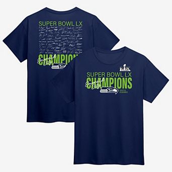 Men's Fanatics College Navy Seattle Seahawks Super Bowl LX Champions Big & Tall Autograph Signing Roster T-Shirt