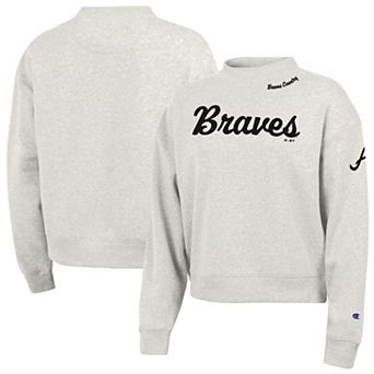 Women's Champion Stone Atlanta Braves Triumph Tri-Blend Sweatshirt