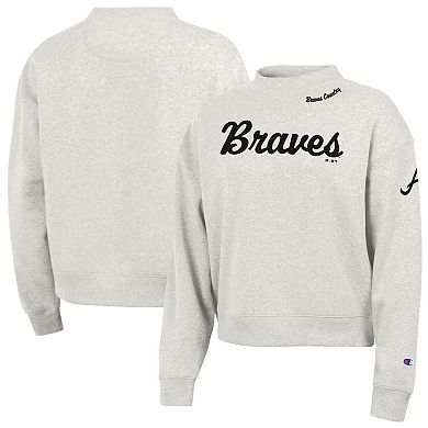 Women's Champion Stone Atlanta Braves Triumph Tri-Blend Sweatshirt