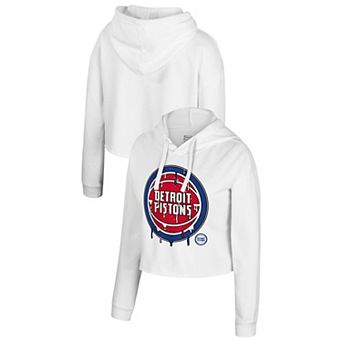 Women's Stadium Essentials White Detroit Pistons Ice Cream Cropped Hoodie