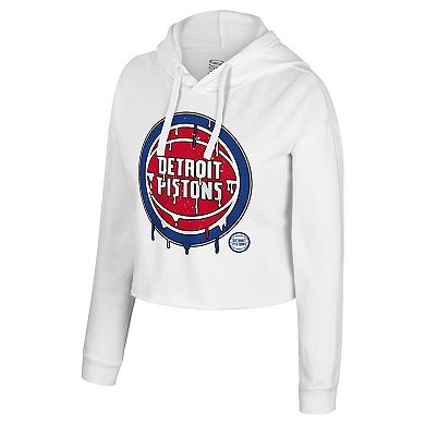 Women's Stadium Essentials White Detroit Pistons Ice Cream Cropped Hoodie