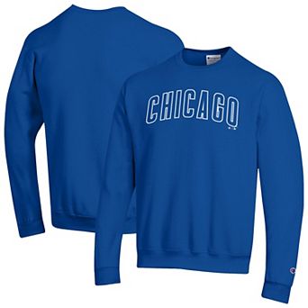 Men's Champion Royal Chicago Cubs Powerblend Wordmark Sweatshirt