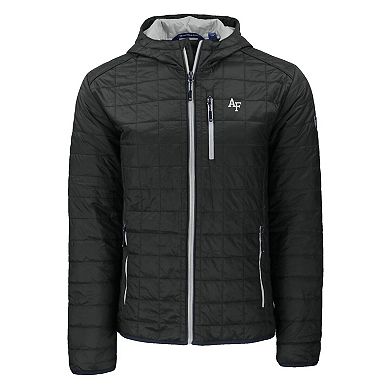Men's Cutter & Buck Black Air Force Falcons Rainier Eco PrimaLoft Hooded Full-Zip Jacket