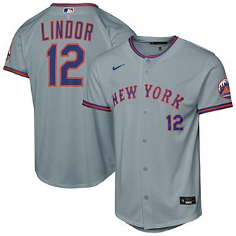 Youth Nike Francisco Lindor Gray New York Mets Road Stadium Player Jersey
