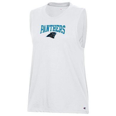 Women's Champion White Carolina Panthers Muscle Tank Top