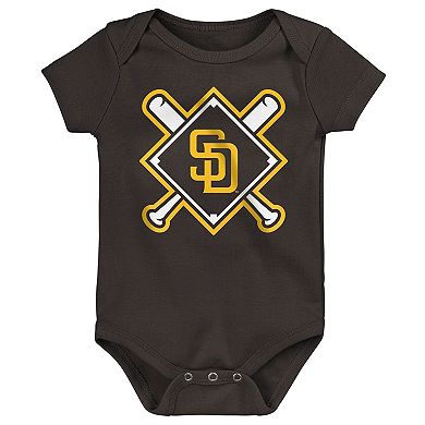 Infant Outerstuff San Diego Padres Home Plate 3-Piece Creeper Set