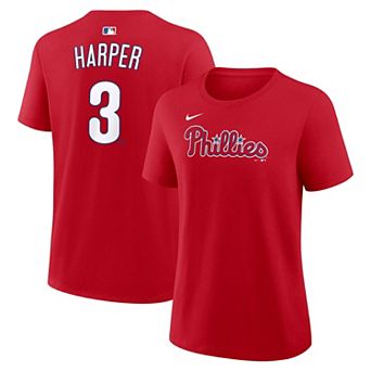 Women's Nike Bryce Harper Red Philadelphia Phillies Name & Number T-Shirt