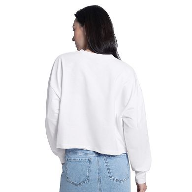 Women's G-III 4Her by Carl Banks White Texas Rangers Bleachers Cropped Pullover Sweatshirt