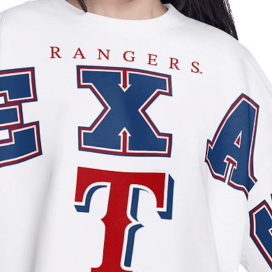 Women's G-III 4Her by Carl Banks White Texas Rangers Bleachers Cropped Pullover Sweatshirt