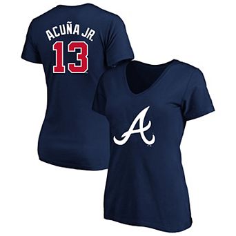 Women's Profile Ronald Acu̱a Jr. Navy Atlanta Braves Plus Size Name & Number V-Neck T-Shirt