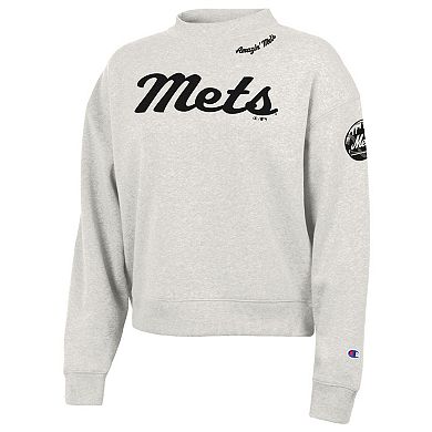 Women's Champion Stone New York Mets Triumph Tri-Blend Sweatshirt