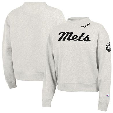 Women's Champion Stone New York Mets Triumph Tri-Blend Sweatshirt