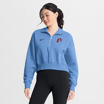 Women's Nike Light Blue Philadelphia Phillies Primetime Phoenix Fleece Half-Zip Sweatshirt