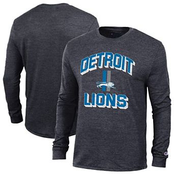 Men's Champion Heather Charcoal Detroit Lions Ultimate Tri-Blend Long Sleeve T-Shirt
