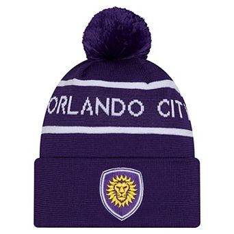 Men's New Era Purple Orlando City SC 2026 Jersey Hook Cuffed Knit Hat with Pom