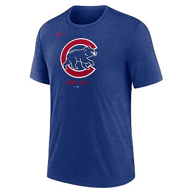 Men's Nike Royal Chicago Cubs Tri-Blend Logo T-Shirt