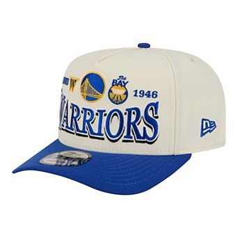 Men's New Era Cream/Royal Golden State Warriors Stretched 2-Tone A-Frame 9FIFTY Adjustable Hat
