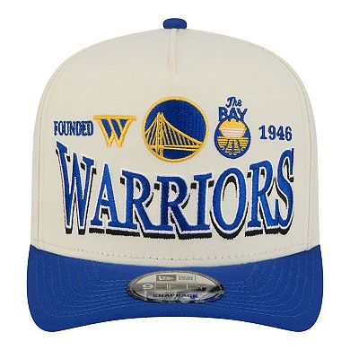 Men's New Era Cream/Royal Golden State Warriors Stretched 2-Tone A-Frame 9FIFTY Adjustable Hat
