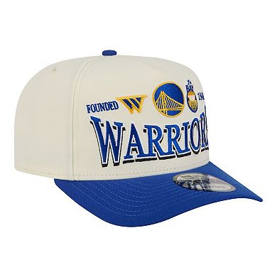Men's New Era Cream/Royal Golden State Warriors Stretched 2-Tone A-Frame 9FIFTY Adjustable Hat