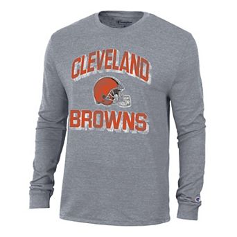 Men's Champion Charcoal Cleveland Browns Ultimate Tri-Blend Long Sleeve T-Shirt
