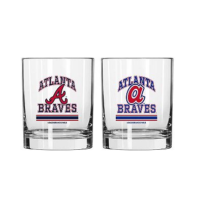 Logo Brands Atlanta Braves 12oz. Current & Throwback Logos Two-Pack Glass Set